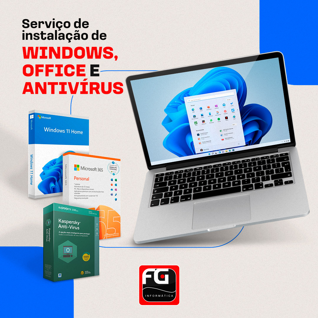 Instalação de Windows, Office e antivírus em Dourados